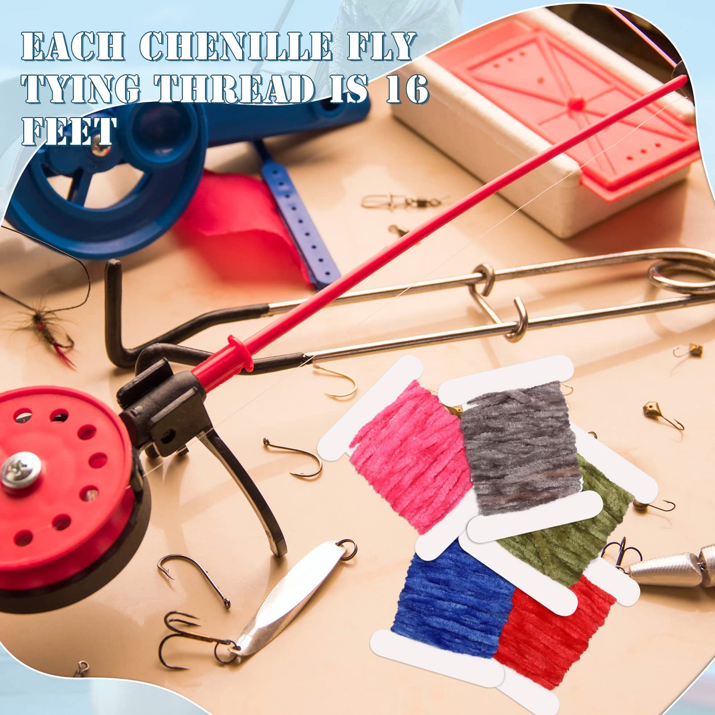 Gejoy 12 Pcs Chenille Fly Tying Materials 65.64 Yards Craft Tieing Fly Tying Chenille DIY Dry Fly Tying Thread for Nymph Woolly Bugger Flex Hackle Body Material, 12 Colors