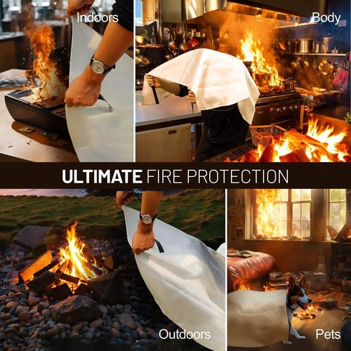 Hoapavi 2-Pack Emergency Fire Blanket for Home & Kitchen, 40” x 40" Flame-Resistant Blankets Suitable for Camping, Barbecue, Picnic, Car, Fireplace & Warehouse Emergency Survival Safety Blankets.
