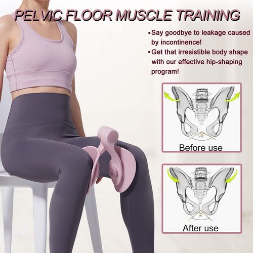 Thigh Exerciser 35lb Pelvic Floor Muscle Repair Trainer Kegel Exercise Inner Thigh Exercise Workout Equipment Kegel Pilates Train for Home Workouts Hip Under Desk Exercise Men Women Pink with Band