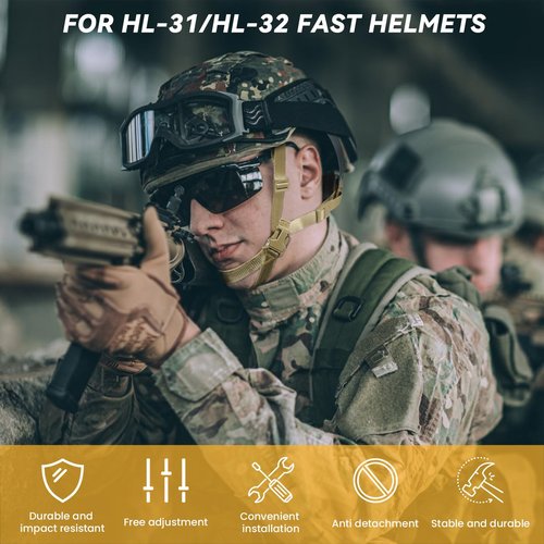 Yzpacc Tactical High Cut Helmet Chin Strap Adjustable Dial 4 Points Suspension System with Bolts and Screws for Tactical HL-31/HL-32 Fast MICH Bump Helmet Accessory