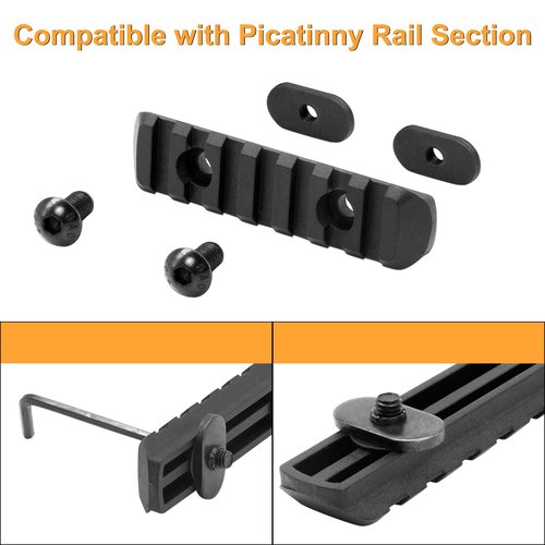 QR-Laser Single Picatinny Accessory Rail Set for Mlok 5 7 9 11 Slots with 8 O-Nuts & Screws, 1 Allen Wrench-Rounded Corner