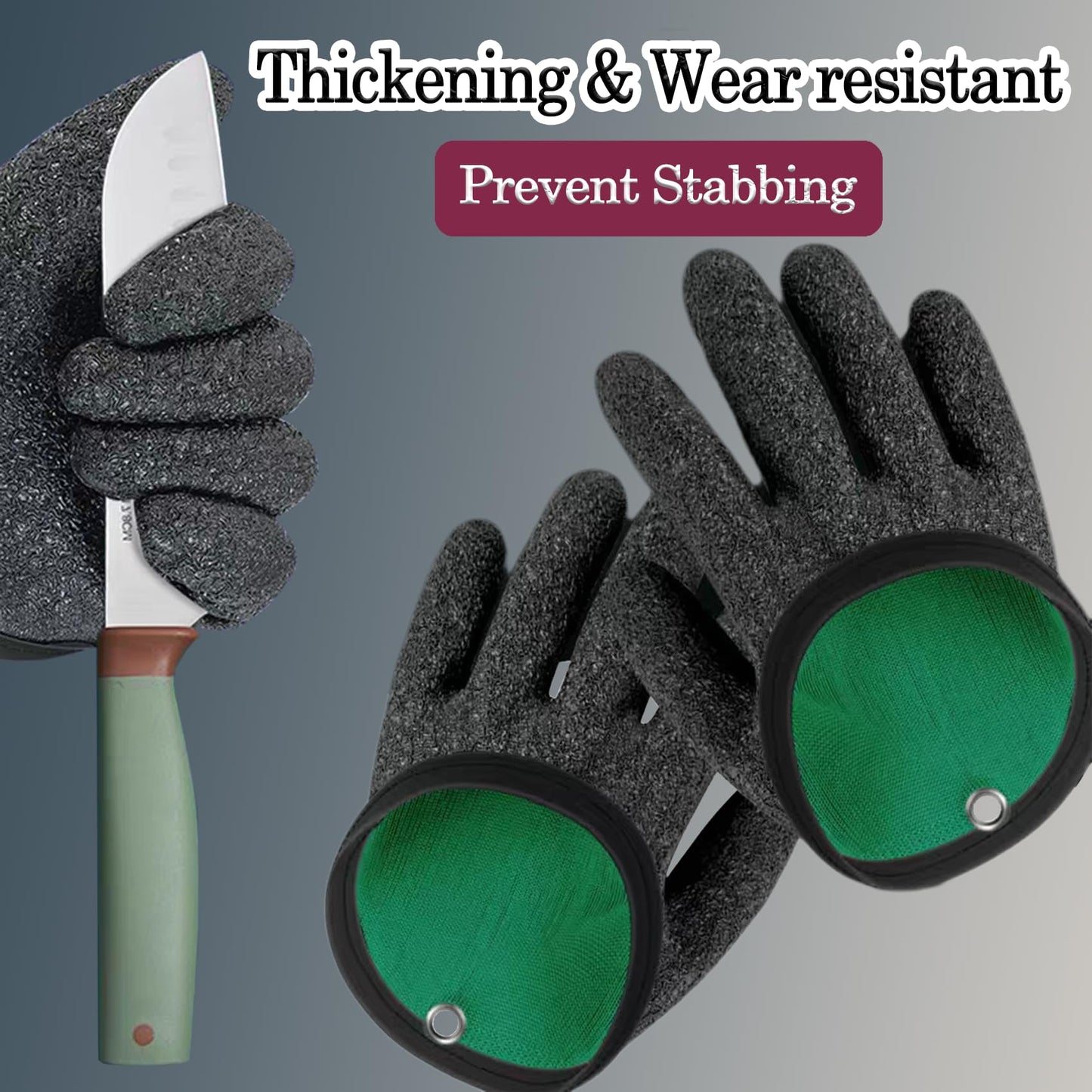 2Pcs Fishing Gloves with Magnet Release - Professional Anti-Slip Catch Fish Gloves,Puncture Proof Ice Fishing Glove for Handling,Catching,Cleaning,Hunting,Fisherman Fishing Accessories (Large)