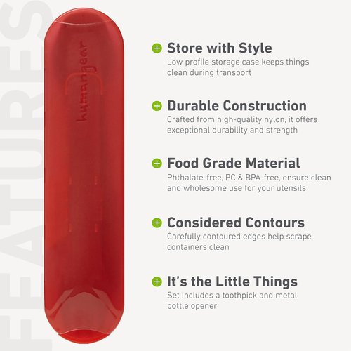 Humangear Gobites Trio Set - Red Portable Utensils for Travel & Outdoor Dining