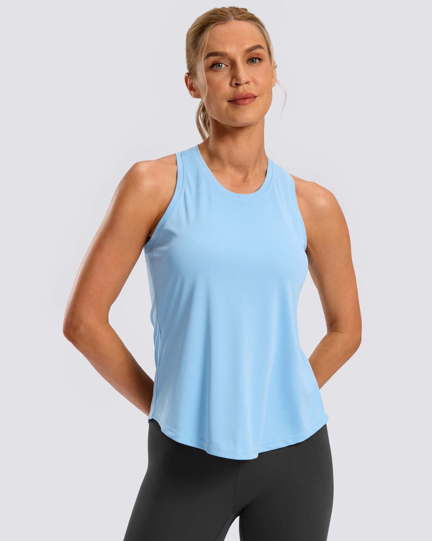 G Gradual Women's Workout Tank Tops Racerback Athletic Yoga Tops Loose Fit Sleeveless Running Gym Sports Shirts for Women(Haze Blue,L)