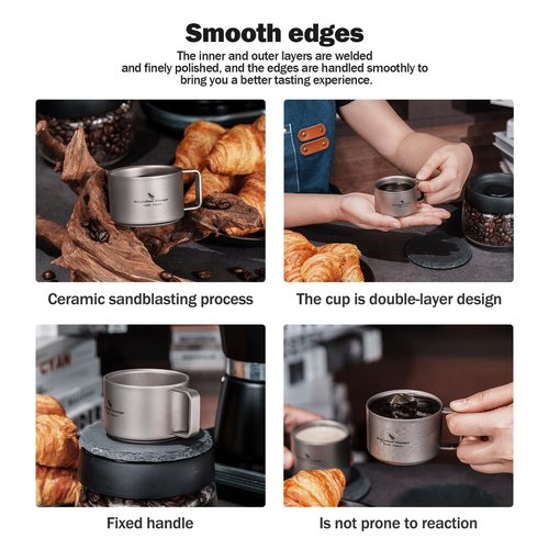 Boundless Voyage Titanium Double Wall Coffee Cup Mini Mug 100ml Lightweight Mug for Outdoor Camping Hiking Picnic Backpacking
