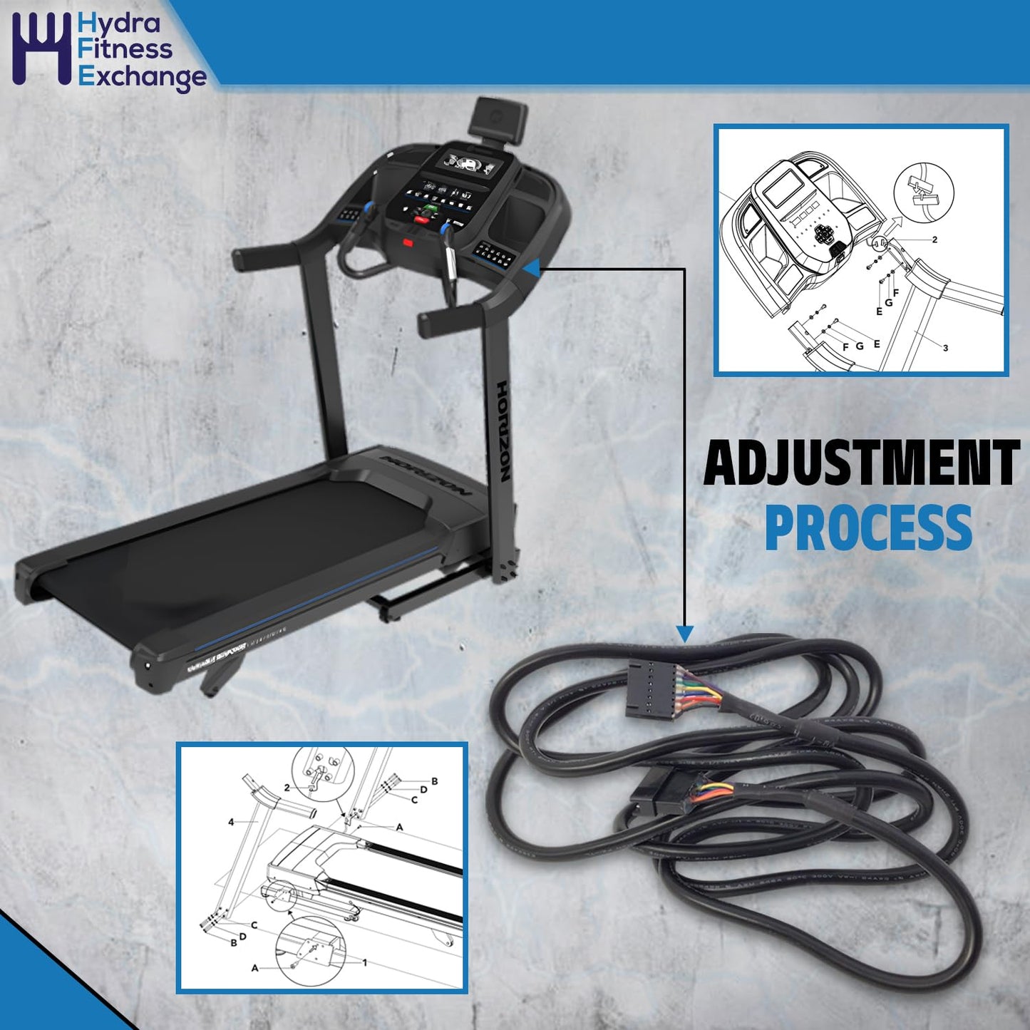 Hydra Fitness Exchange Console Wire Set Black | Treadmill Exercise Equipment Replacement Part | Compatible with HZ Fitness 7.0AT-04, TM1021, PTM1021, PTM1021B | MPN 1000303614 (2021-2025 Model)