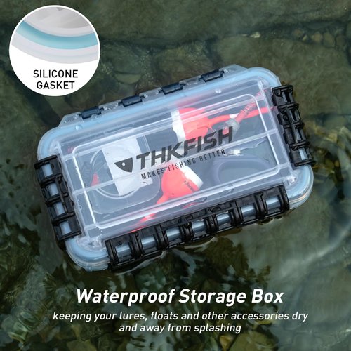 THKFISH Fishing Tackle Box，3400/3500 Tackle Tray Floating Fishing Lure Box Storage Organizer Small Waterproof Tackle Box with Adjustable Dividers,Sun-proof