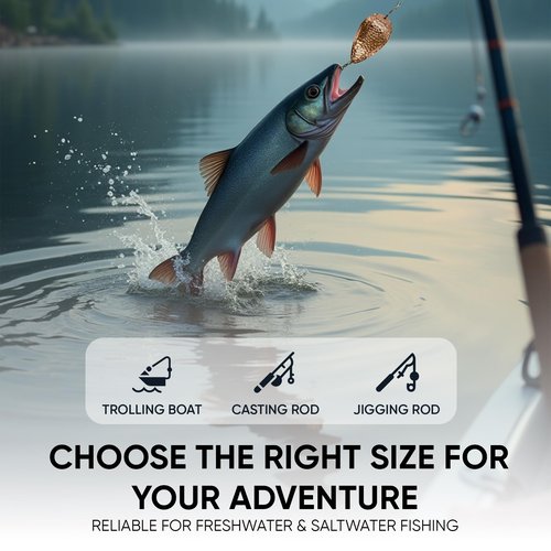 KOKOPROS Kokanee Salmon Dodgers Hammered Spring Jets 4-Inch, 3-Pack - Copper, Silver, Gold - Color Plated Metal - Reflective Fishing Dodgers for Salmon & Trout