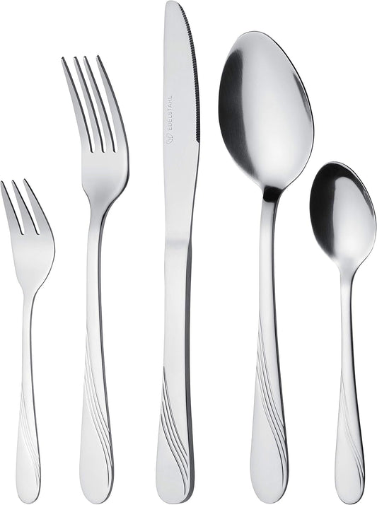 cutlery set for 6 persons made of stainless steel, table cutlery set, nickel free, stainless, hand polished, dishwasher safe - Stralsund Series