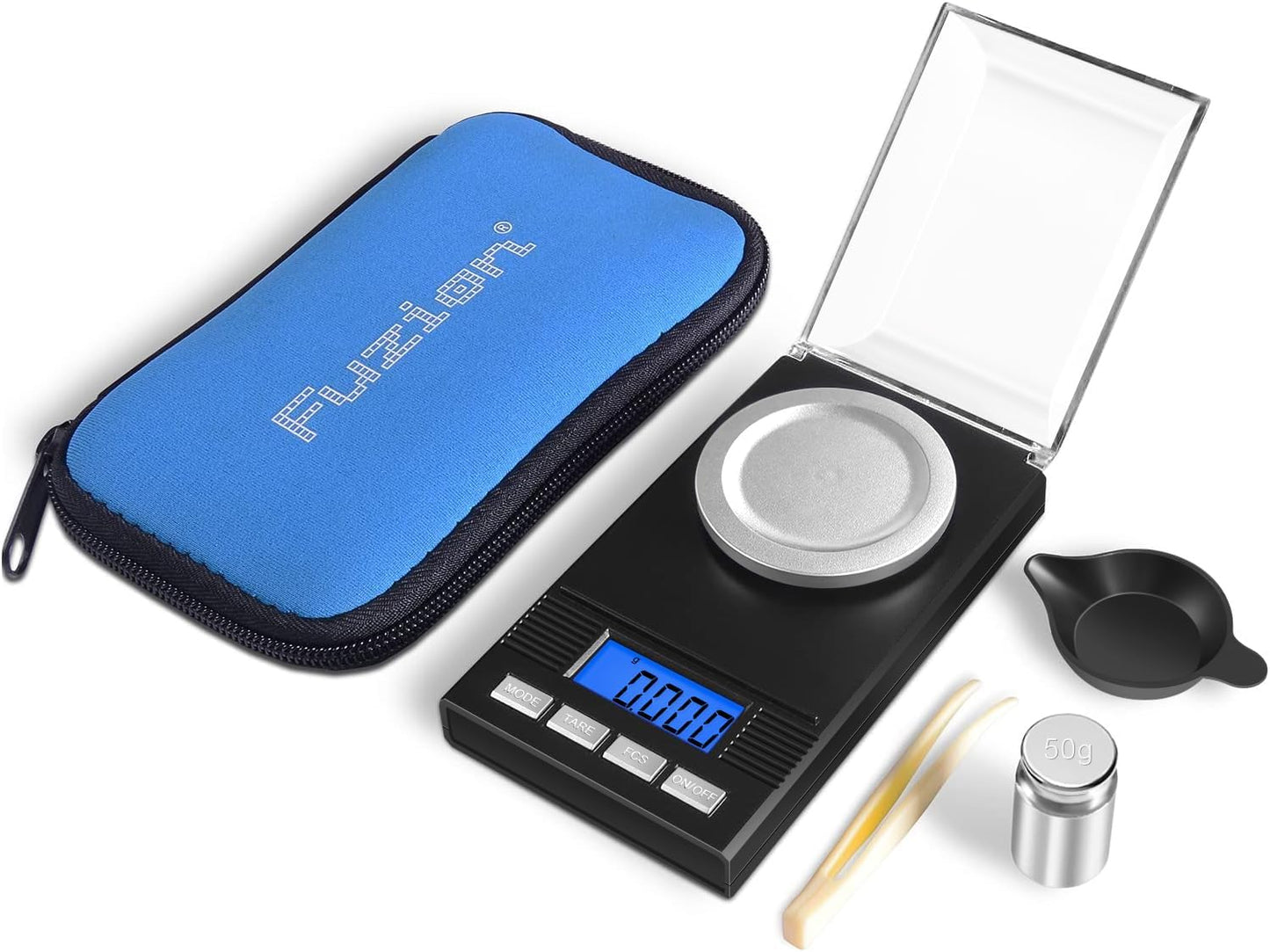 Fuzion Milligram Scale 50g/ 0.001g, Portable mg Scale with LCD Backlit, Tare, Digital Jewelry Scale, Microgram Scale for Powder, Gold, Gem, Reloading, Batteries Included