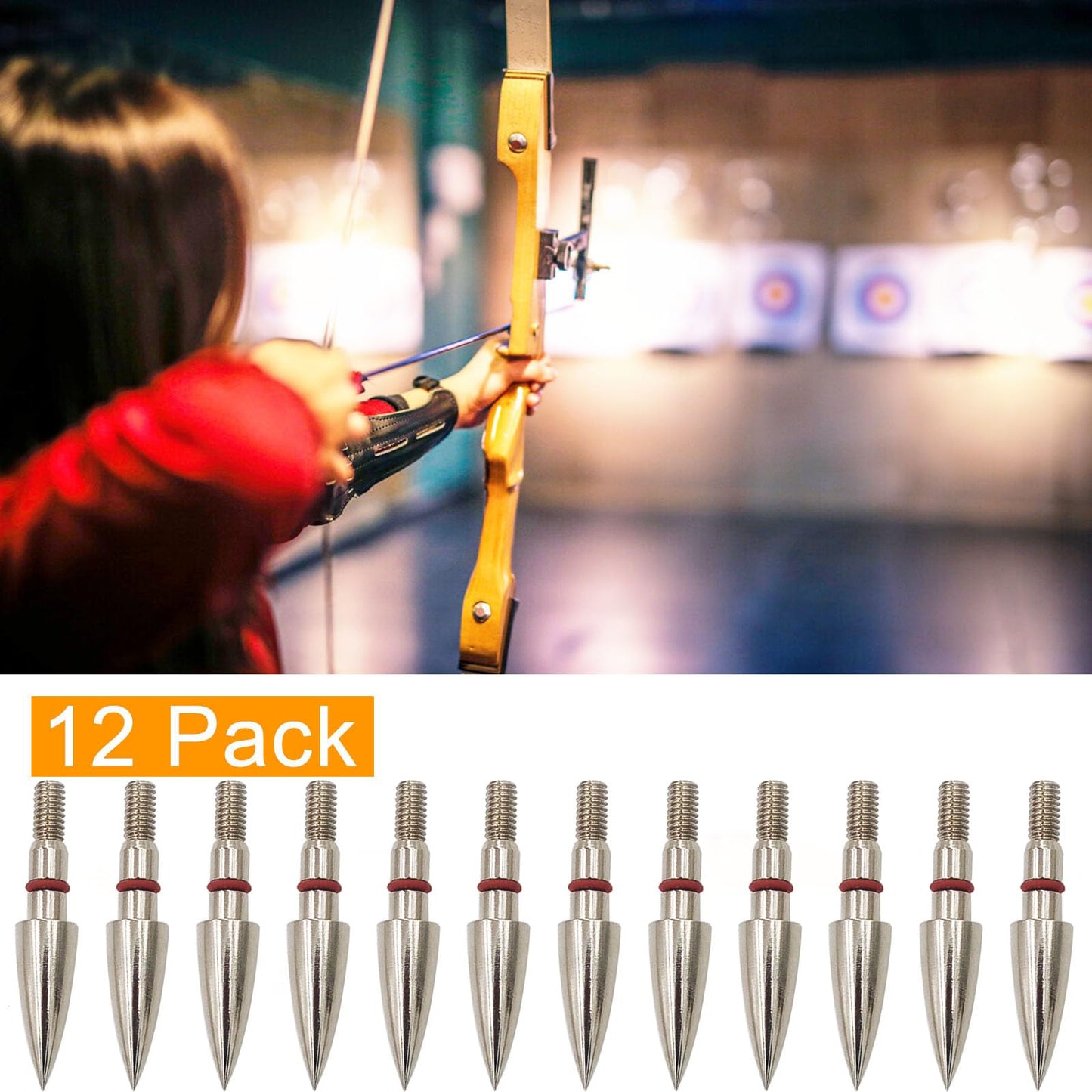Archery Field Points Practice Field Tips100/125/150/200/300 Grains Archery Target Practice Hunting Broadheads Points Arrow Tip for Recurve Compound Bow Standard Threaded Screw-in Arrow (100)