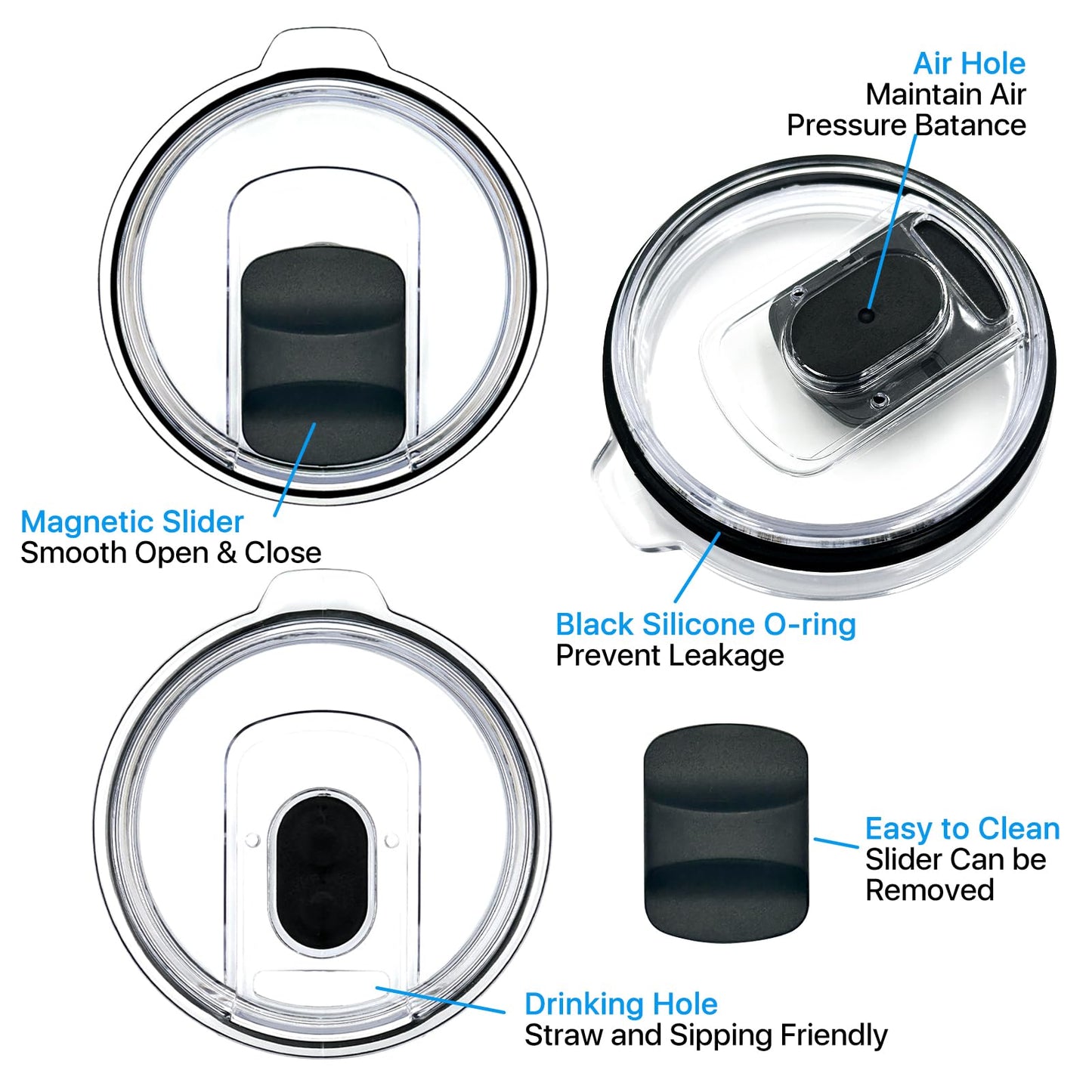 4 Pack 20 oz Tumbler Lid for Yeti Lids with 4 Magnetic Slider Replacement，Replacement Lid Compatible for YETI 20 oz Tumbler, 10/24 oz Mug, 10 oz Lowball，Rambler，Old Style Coffee Tumbler