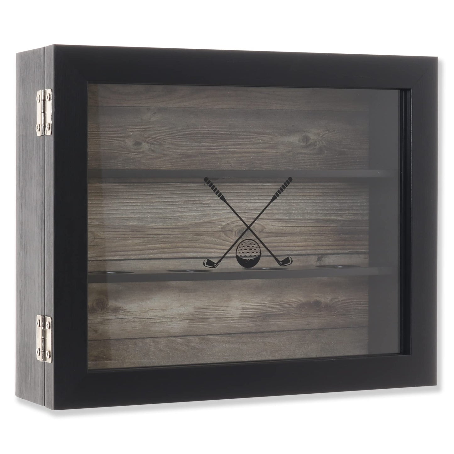 Lawrence Frames 8x10 Golf Ball Shadow Box Display Case - Holds 12 Golf Balls,Black