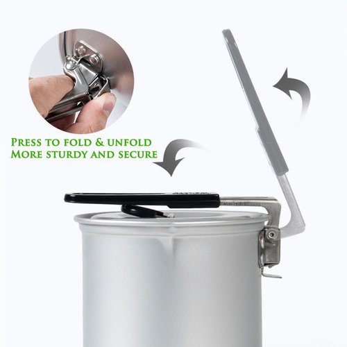 Pubgeer Foldable Camping Pot and Camping Mugs 3Pcs Set Camping Cookware Mess Kit for Backpacking Gear 750ml Pot and 550ml/350ml Cup Lightweight Folding Cooking Set Camping Coffee Pot