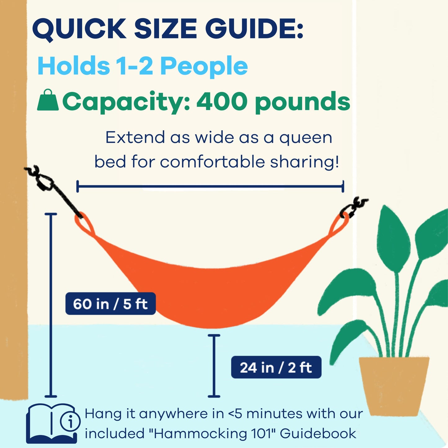 Handcrafted Adventure Parachute Hammock by Yellow Leaf Hammocks - Fits 1-2 PPL, 400lb max - Weathersafe, Super Strong, Easy to Hang, Ultrasoft, Easy to Pack - Color: Blue and Green