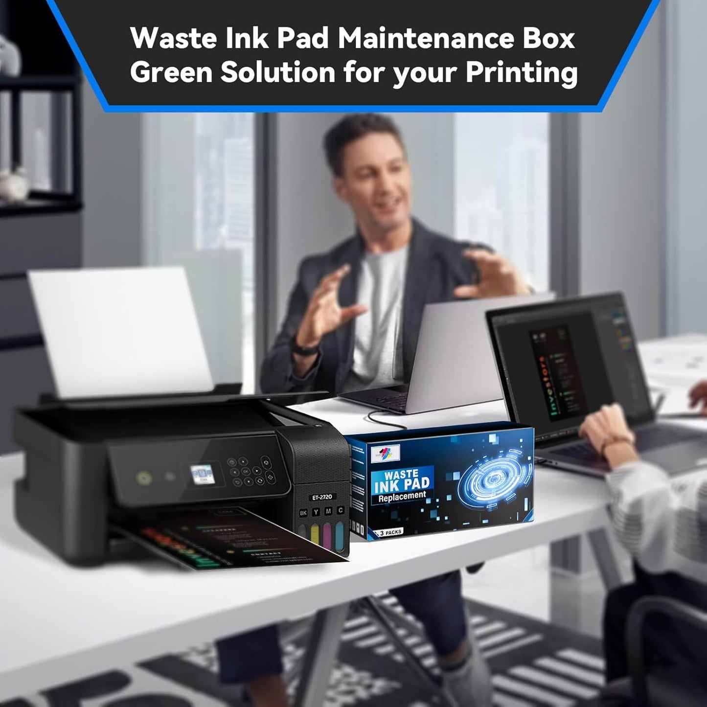 Waste Ink Pad Replacement with Reset Software Compatible Replacement for Ecotank ET-2800 ET-4800 ET-2720 ET-2803 ET-2400 ET-4700 ET2800 Printer, Maintenance Box with Reset Software (3 Pack)