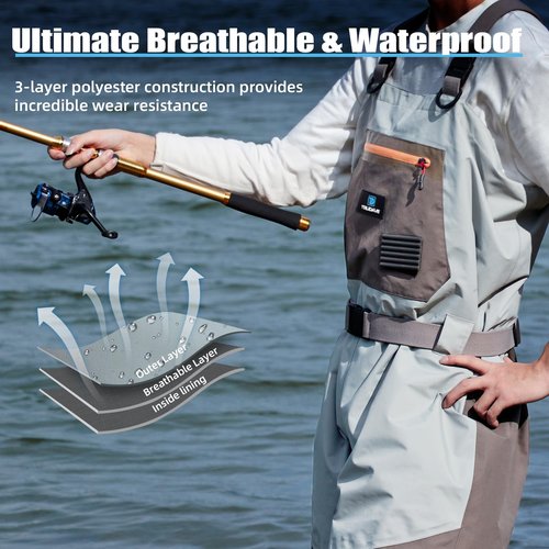 Trudave Fishing Waders, Waterproof Chest Waders for Men & Women, Lightweight Insulated Stockingfoot Waders Breathable Fly Fishing Waders for Fishing Hunting
