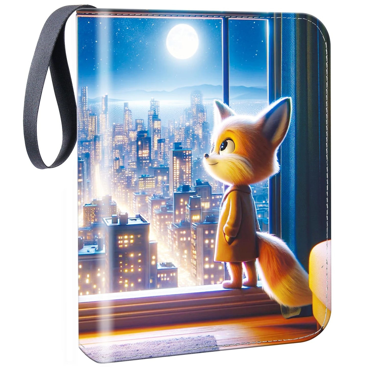 440 Pockets Trading Card Binder with Sleeves, Sport Binder Baseball Football Card Book Album with 50 Removable Pages, Zipper Card Binder Folder with Strap, Card Collector Gift (Waterproof Leather)