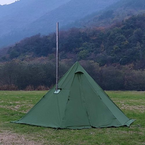 Hot Tent with Stove Jack, 6.89ft Standing Room with Snow Skirt, 2~4 Person, Tipi Tent for Family, Hiking, Fishing, Hunting, Backpacking Camping
