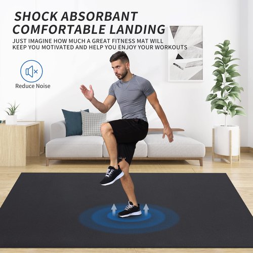 MRO Extra Large Exercise Mat 12'x7'/9'x7'/7'x7'/7'x5'(7mm), High-Density Workout Mats for Home Gym Flooring, Non-Slip, Extra Thick Durable Cardio Mat, Ideal for Plyo, MMA, Jump Rope - Shoe Friendly
