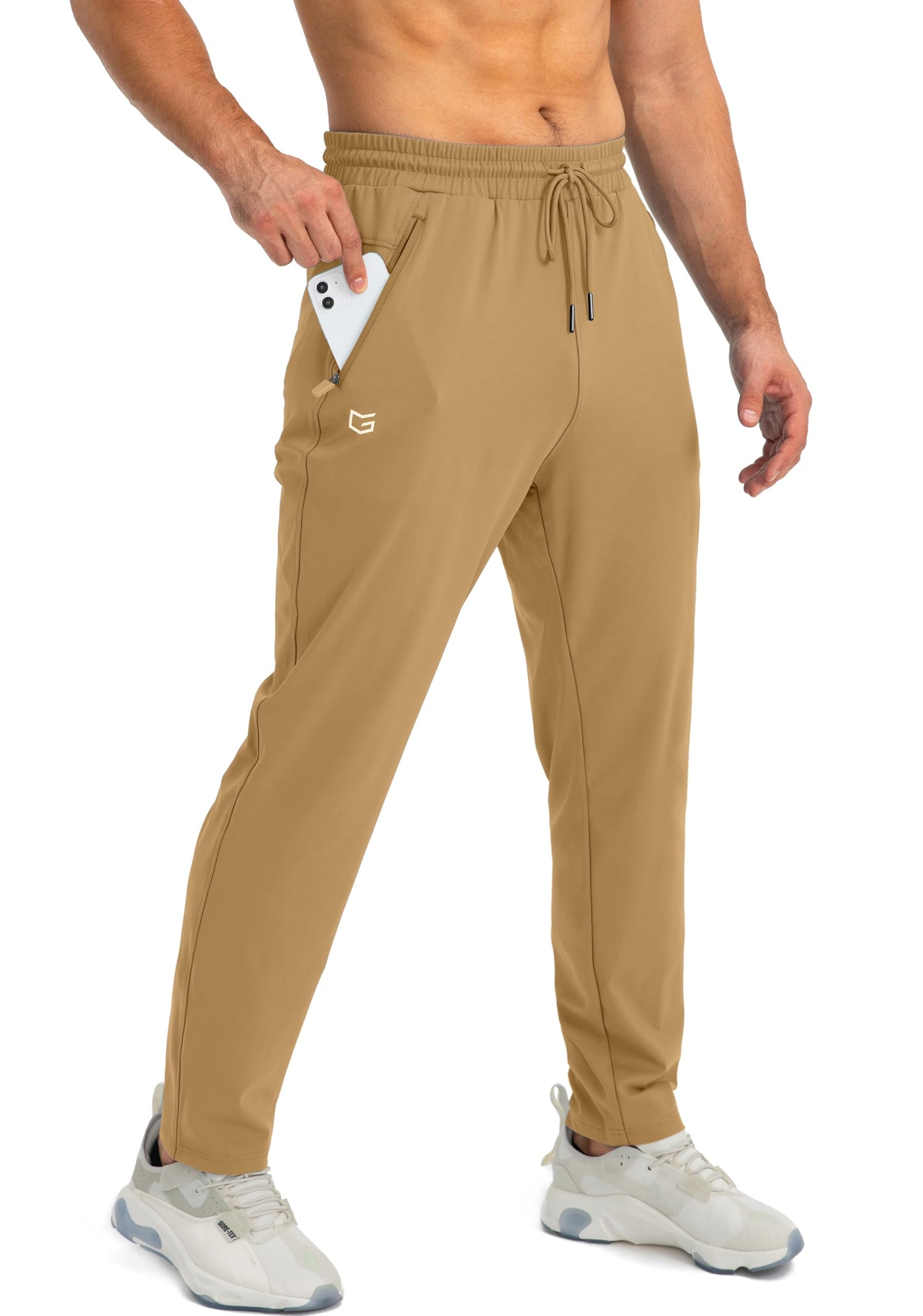 G Gradual Men's Sweatpants with Zipper Pockets Tapered Joggers for Men Athletic Pants for Workout, Jogging, Running (Dark Khaki, 3X-Large)