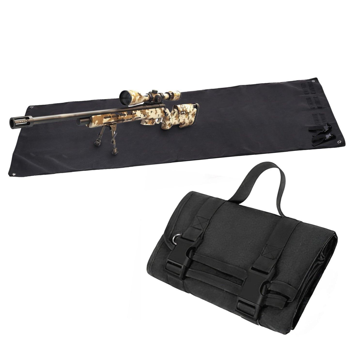 ACOWAY Roll-Up Shooting Mat - Tactical Shooter Mat for Range Rifle Hunting - Outdoor Hunting Accessories - Durable, Non-Slip, Durable Double-Layered Nylon - Black - 76 x 29 inches