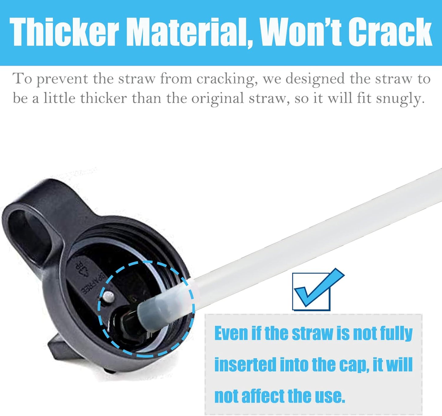 Greant 6 Pack Replacement Straws for Hydro Flask Straw Lid Wide Mouth Bottle, 9.8''L X 0.33'' W, for Hydroflask Wide Mouth Flex Straw Cap, Plastic, Cuttable