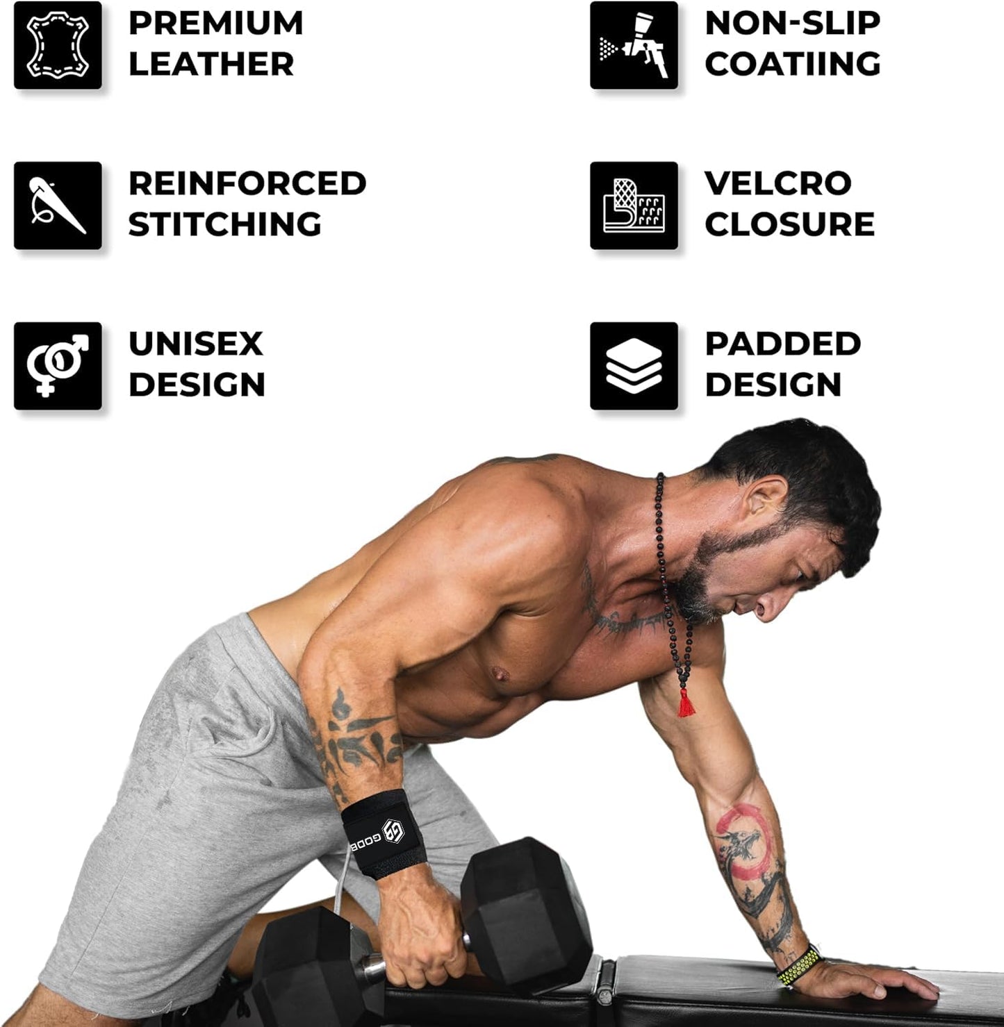 GODBOD Weight Lifting Hooks for Men and Women – Heavy-Duty Wrist Support with Non-Slip Steel Hooks, Adjustable Straps for Deadlifts, Pull-Ups, Rows, and Strength Training – Ideal Gym Accessory for Powerlifting and Bodybuilding