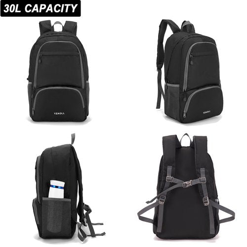 YZAOLL 30L Lightweight Packable Travel Hiking Backpack Daypack Foldable Backpack Water Resistant Daypack for Women Men