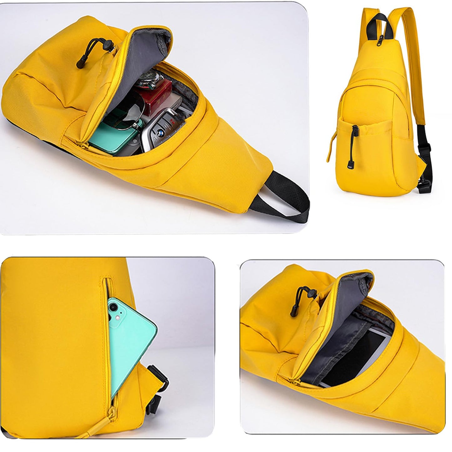 JENAGREEN Waterproof Sling Backpack Crossbody Sling Bag for Women Men, Multipurpose Travel Hiking Adjustable Chest Bag Casual Daypack