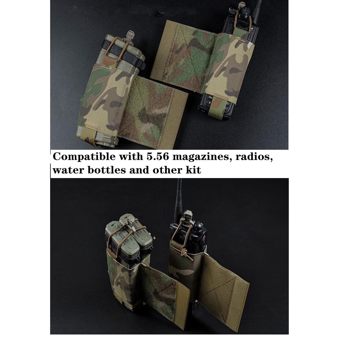 Hdlsina Tactical Vest Side Mag Holder Magazine Holster Interphone Pouch Tactical Vest Extension Bag with Hook and Loop Cummerbund Insert Panel Quick Attached and Fixed (Green)