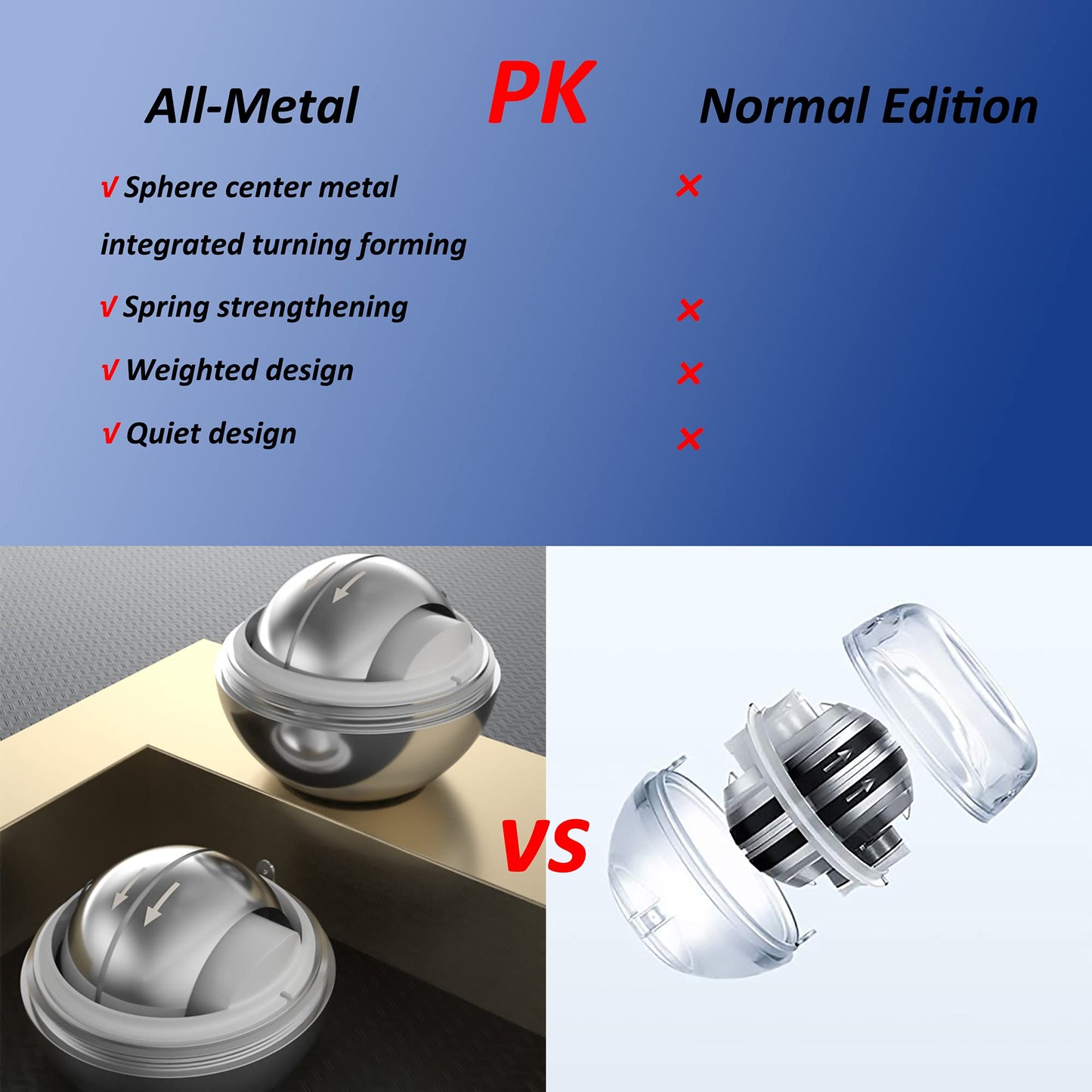 EXBEPE All-Metal Torque Ball and Metal Light-up Gyro Ball Bundle Item