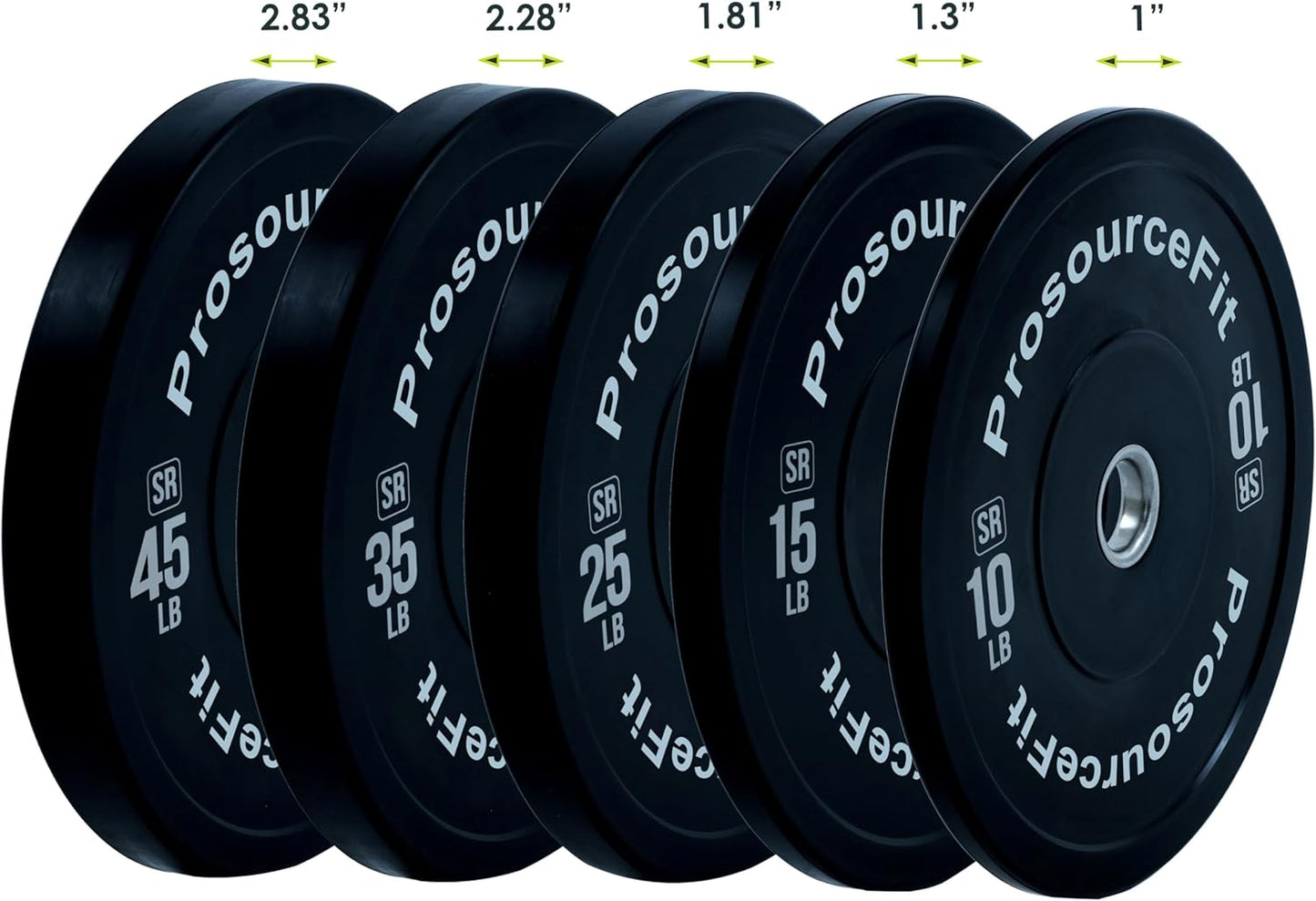 ProsourceFit Solid Rubber Bumper Plates (Sold Individually) with Steel Insert, 25lb, Power Lifting, Strength Training