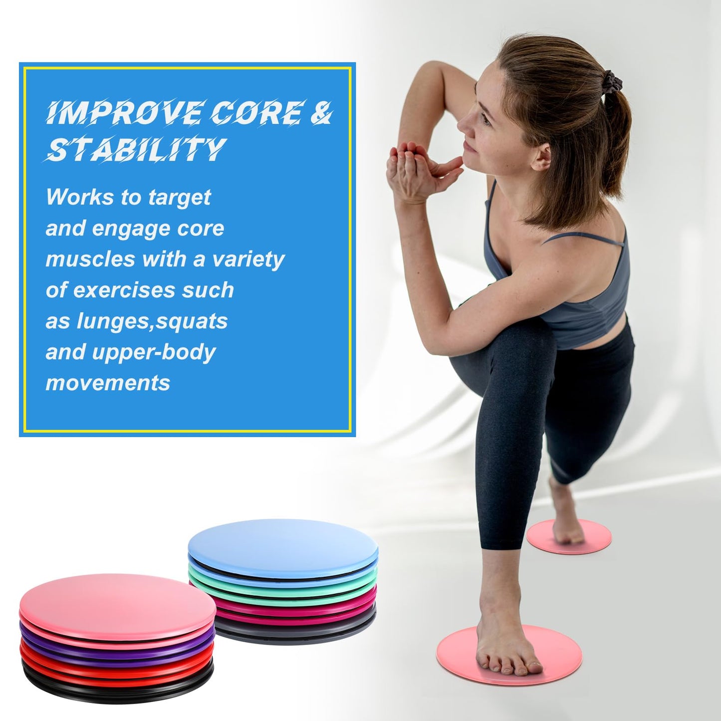 Jenaai Core Sliders Bulk Exercise Glider Discs Gifts for Group Training Classes Fitness Slider Workout Dual Sided AB Pads for HIIT Gym Carpet Hardwood Floor(40 Pcs (20 Pairs))