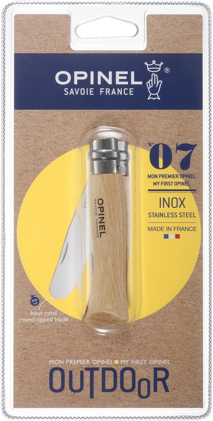 Opinel My First No.7 Stainless Steel Children’s Folding Pocket Knife with Safety Rounded Tip