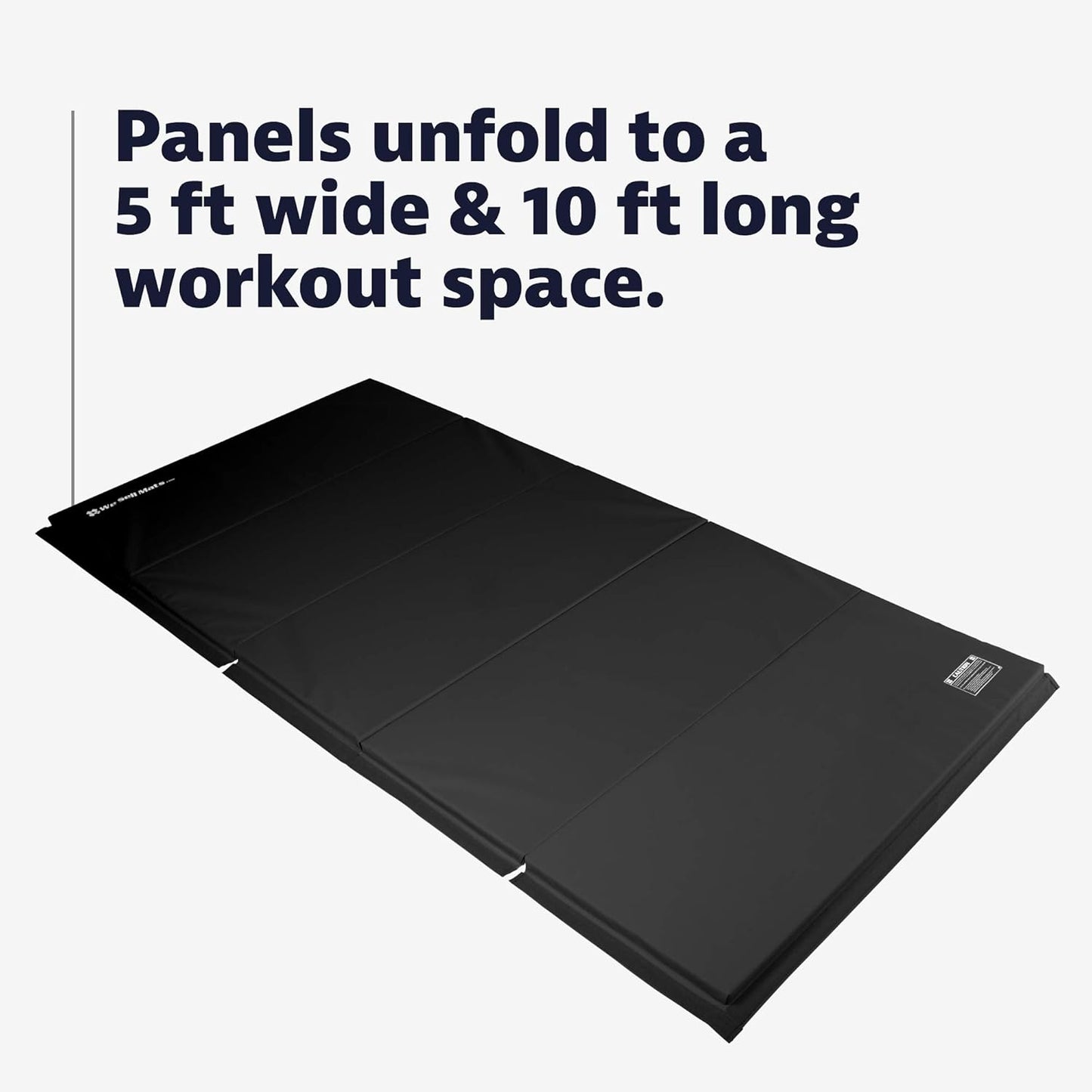 We Sell Mats 5 ft x 10 ft Gymnastics Mat, Folding Tumbling Mat for Exercise, Yoga, Martial Arts, Portable with Hook & Loop Fasteners