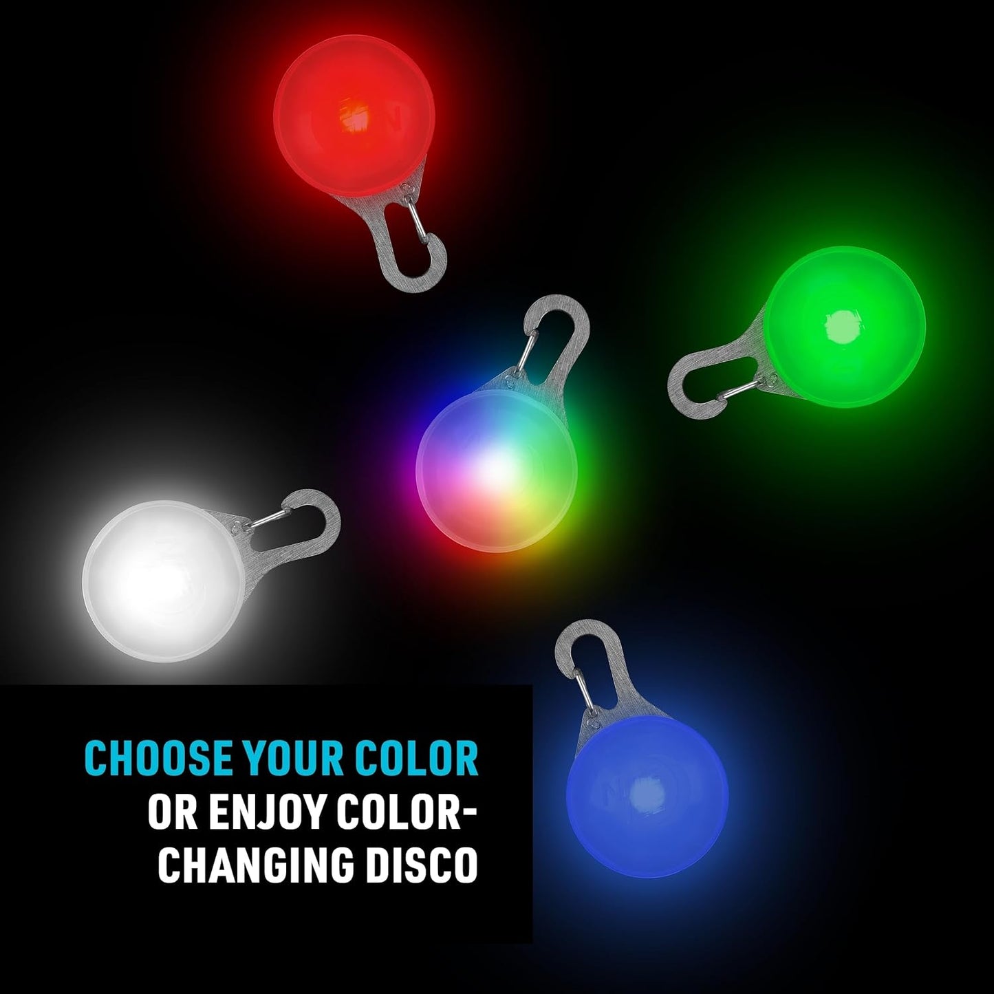 Nite Ize SpotLit XL Rechargeable Carabiner Light - Carabiner Keychain Clip with LED Light - Clip Color-Changing Light for Collars or Keys - Disc-O Select