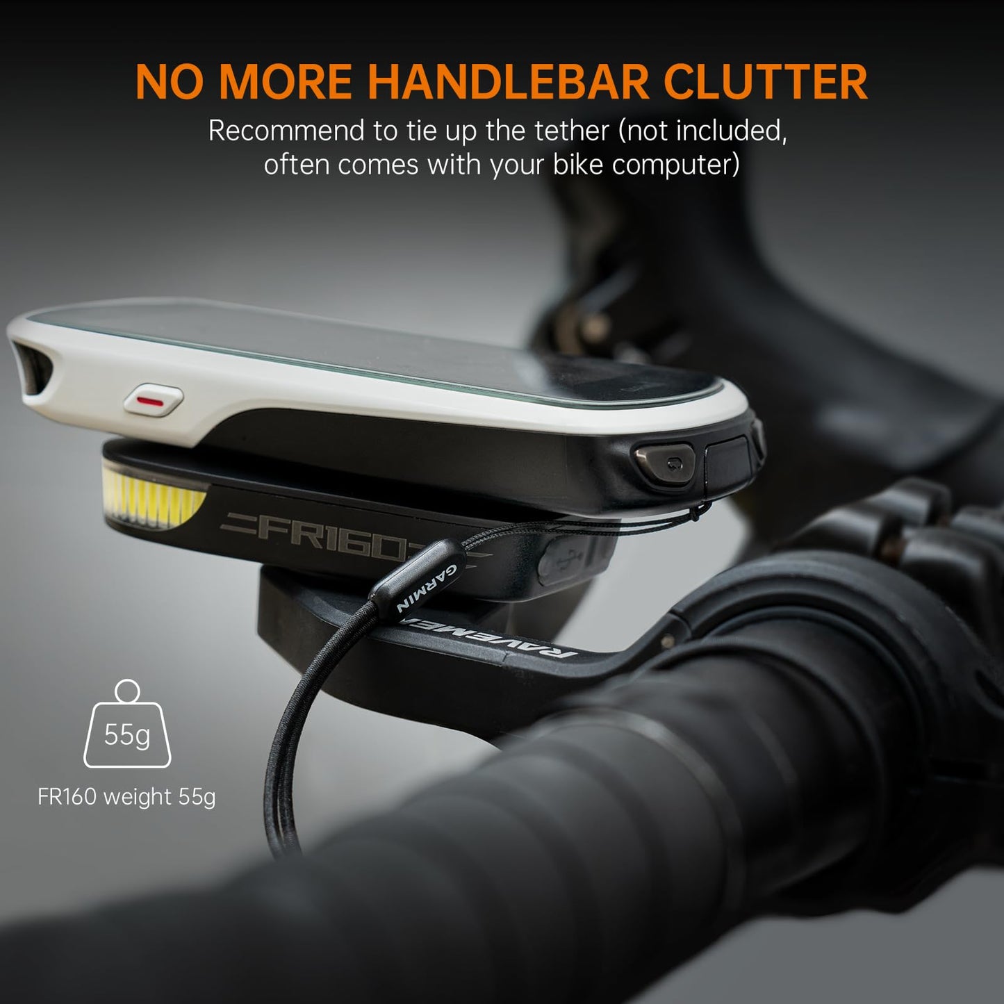 RAVEMEN FR160 Compatible with Garmin Cycling GPS Computer, IPX6 Waterproof Bicycle Front Auxiliary Light with Side Visibility Warning, 6 Modes for Being Seen (Patent Protected)