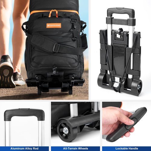 Odoland 48/72 Cans Soft Cooler with Wheels and Handle Collapsible Ice Chest Rolling Coolers on Wheels for Beach Camping Travel and Picnic