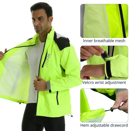 Lo.gas Men's Rain Jacket Waterproof with Hood Rain Shell Jacket Raincoat for Cycling Running Windbreaker green M