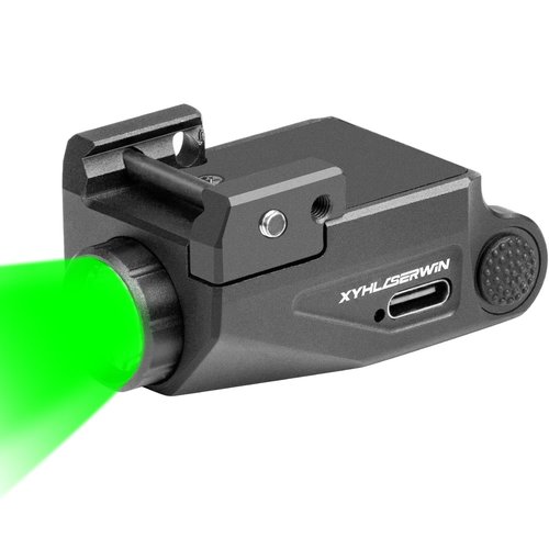 YH G10 500 Lumens Green Pistol Light,Picatinny Rail Mounted USB-TypeC Rechargeable Weapon Light, Aluminum Tactical Flashlight for gun with Strobe Function Fits Most of Full Size & Compact Guns w/R