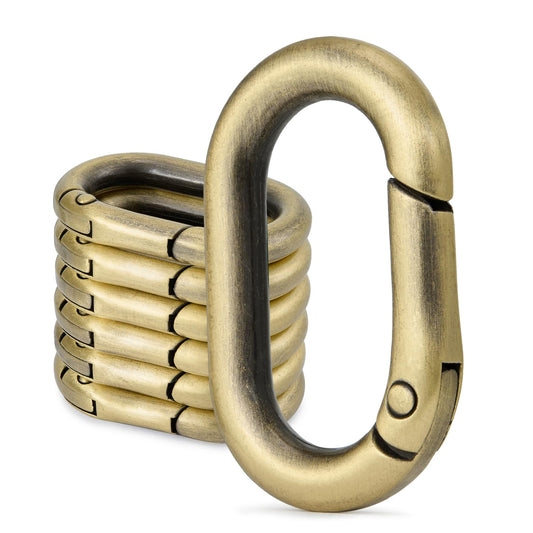 10Pcs Metal Spring Oval Rings Round Carabiner Key Ring Clip for Keychain Buckle, Purse Hardware, DIY Crafts (Brass,1 inch)