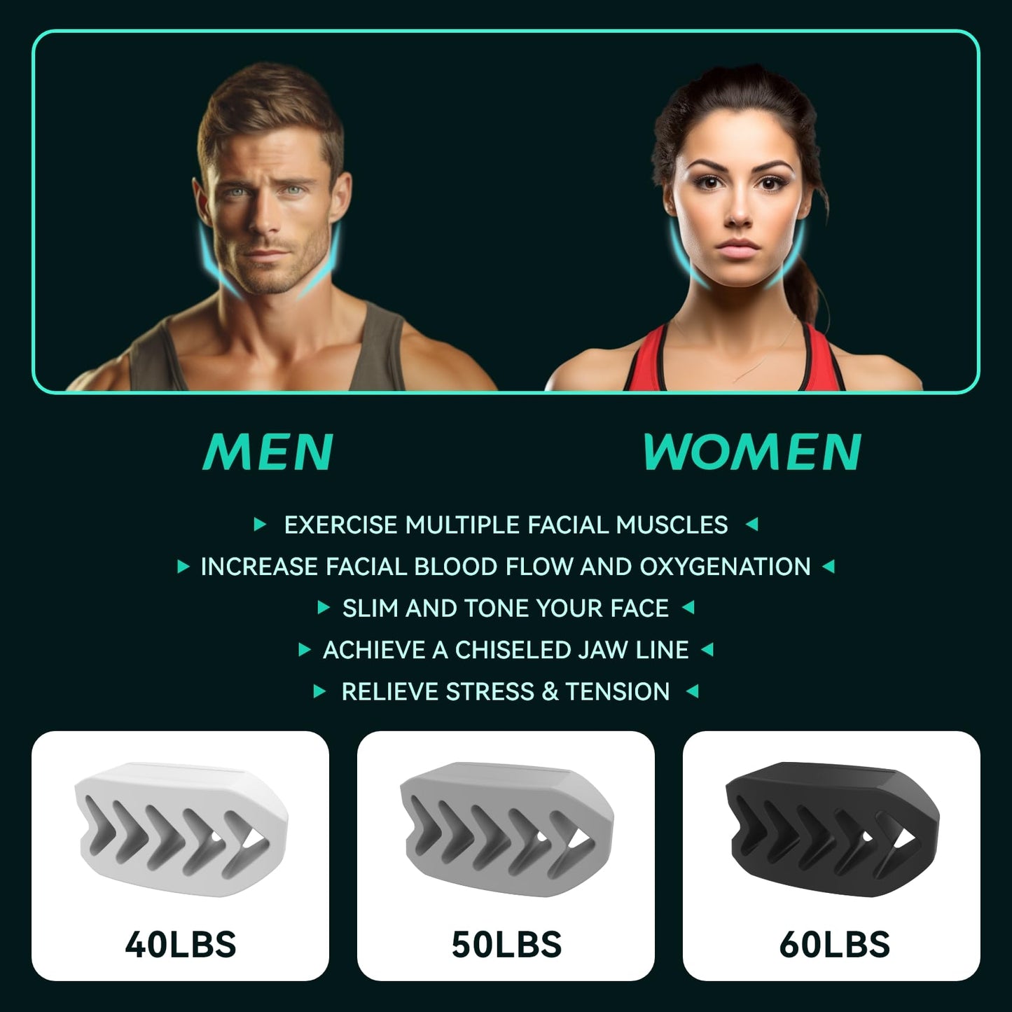 FUPUAII 6PCS Jaw Exerciser, Jaw Exerciser for Men & Women, Jaw Shaper, 3 Resistance Levels, Suitable for Beginners, Intermediate and Advanced Users