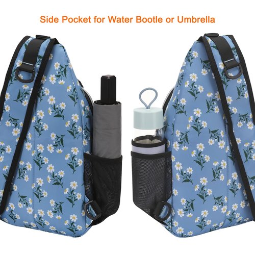 MOSISO Sling Backpack, Multipurpose Travel Hiking Daypack Rope Crossbody Shoulder Bag, Daisy Sprigs