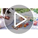 Oversized Waterproof Picnic Blanket with Carry Strap - Brown Flower 78"x57"