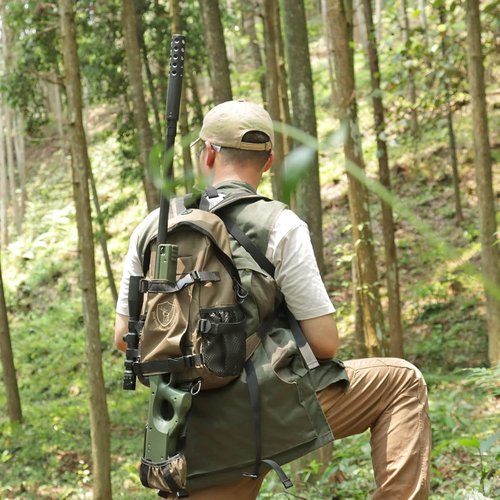Hunting Backpack with Rifle Holder - Compact Outdoor Day Pack for Fishing & Hiking (Green)