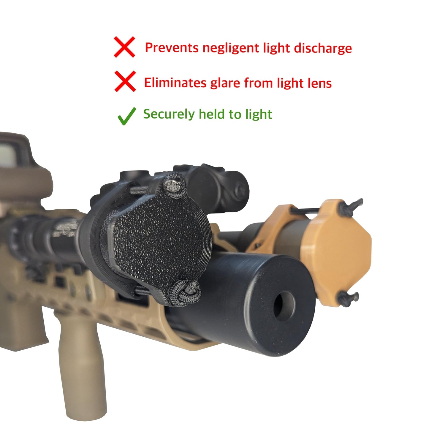 Hammy3DPrints Light/Lens Cover with Tip Grip for Weapon Mounted Flashlights (Black, Scout Turbo M300/340/600/640)
