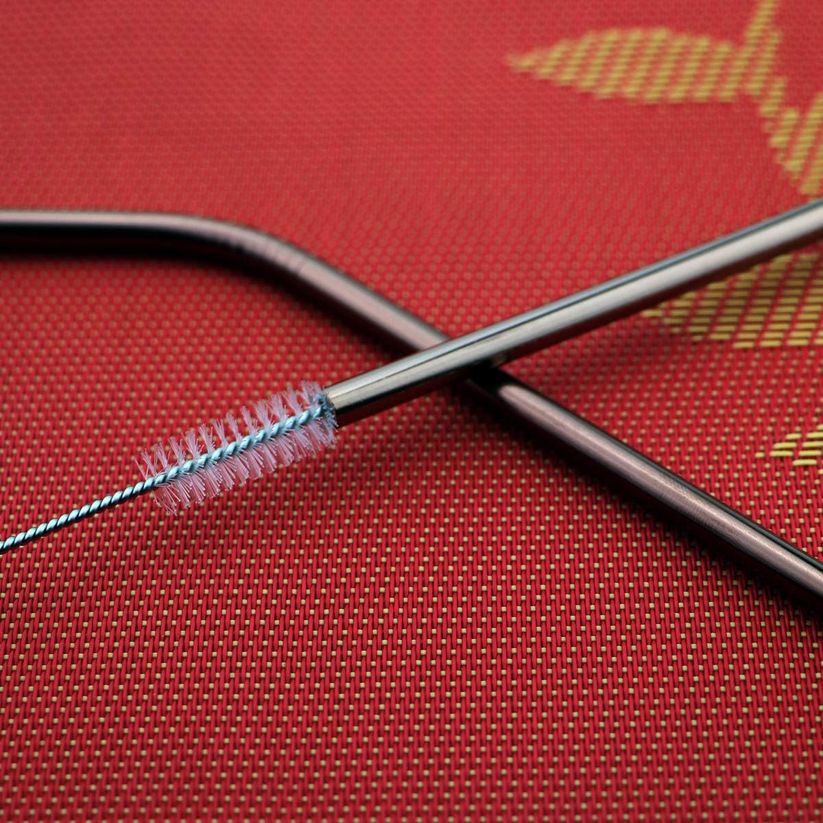 8 Pieces Stainless Steel Mirror Poblished Flatware Set Reusable Cutlery Set Travel Utensils Set with Straws for Camping Office or School Lunch,Dishwasher Safe (Rose Gold)