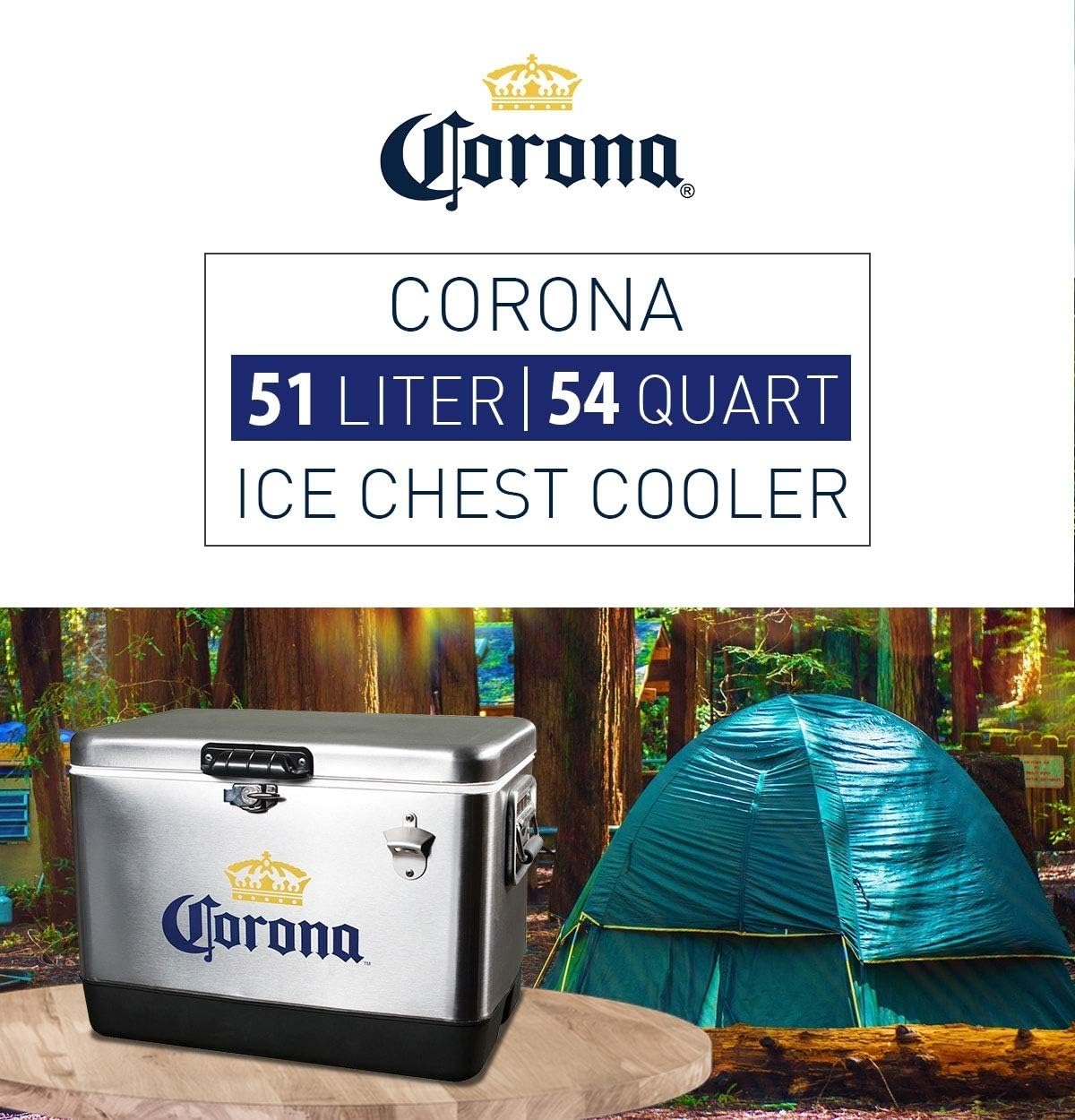 Portable Vintage Ice Chest Cooler with Bottle Opener - Insulated 85 Can Capacity for Camping, Beach, BBQs & Tailgating