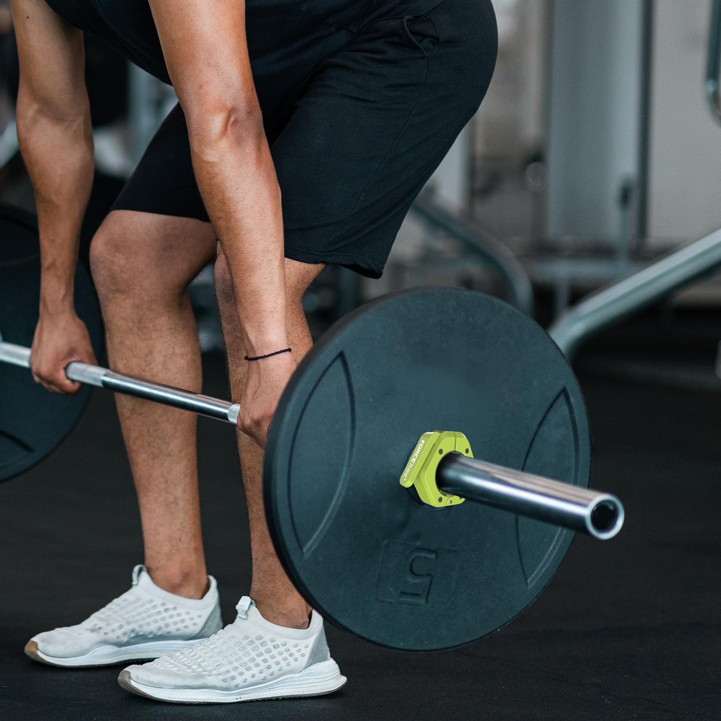 Forcefree+ Barbell Clips (Pair), Magnetic Barbell Clamps, Quick Release Olympic Barbell Clamps with Anti Slip TPR Grip, Barbell Collars for Secure Weightlifting & Powerlifting (MAG, Green)